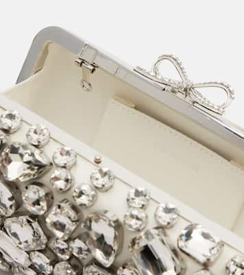 Crystal-embellished satin clutch | Self-Portrait