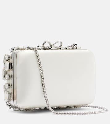 Crystal-embellished satin clutch | Self-Portrait