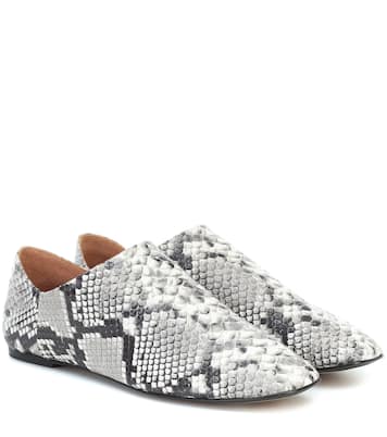 Snake-effect leather ballet flats | Joseph