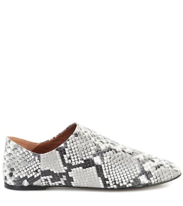 Snake-effect leather ballet flats | Joseph