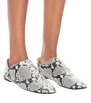 Snake-effect leather ballet flats | Joseph