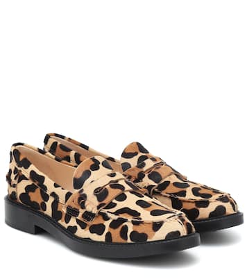 Leopard-print calf hair loafers | Tod's