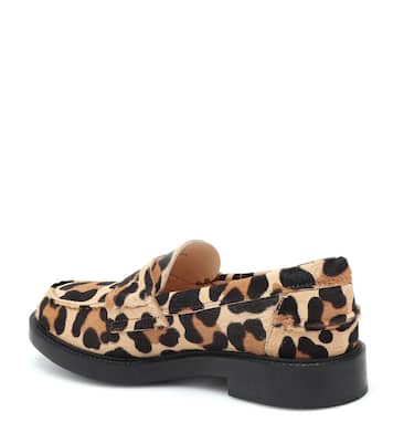 Leopard-print calf hair loafers | Tod's
