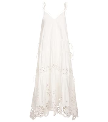 Robe longue Juna brodée en lin mélangé | Simkhai