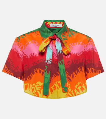 Printed silk and cotton crop top | Valentino