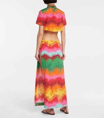 Printed silk and cotton crop top | Valentino