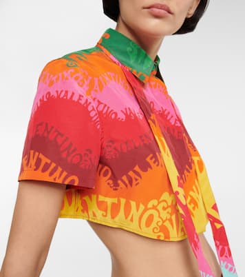 Printed silk and cotton crop top | Valentino