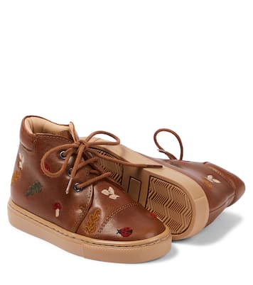 Embroidered lace-up leather shoes | Petit Nord