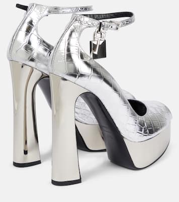 Metallic leather platform peep-toe pumps | Tom Ford