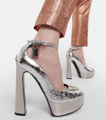 Metallic leather platform peep-toe pumps | Tom Ford