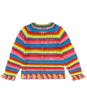 Cárdigan en croché de algodón a rayas | Stella McCartney Kids