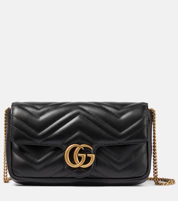 Portafoglio con catena in pelle GG Marmont | Gucci
