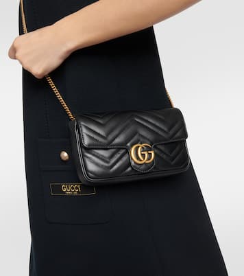 Portafoglio con catena in pelle GG Marmont | Gucci