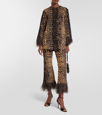 Jersey estampado con ribete de plumas | Valentino