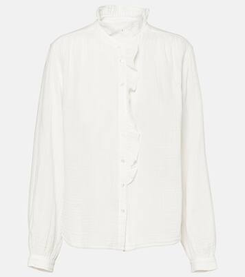 Trisha ruffled cotton gauze blouse | Velvet