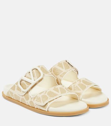 VLogo Signature raffia slides | Valentino Garavani