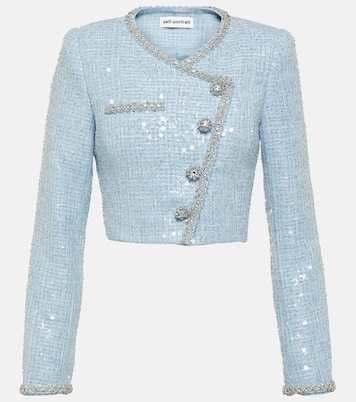 Cropped sequin bouclé blazer  | Self-Portrait