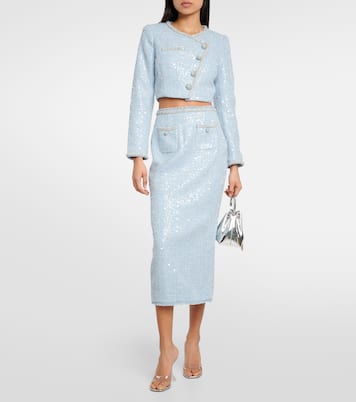 Cropped sequin bouclé blazer  | Self-Portrait