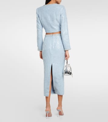 Cropped sequin bouclé blazer  | Self-Portrait