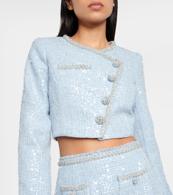 Cropped sequin bouclé blazer  | Self-Portrait