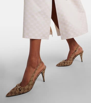 Horsebit GG Canvas slingback pumps | Gucci