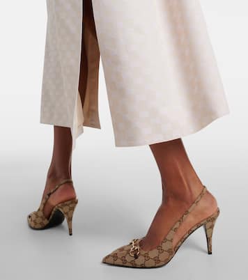 Horsebit GG Canvas slingback pumps | Gucci