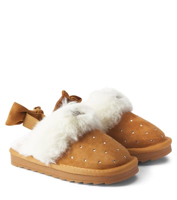 Mules con pelo sintético adornados | Monnalisa