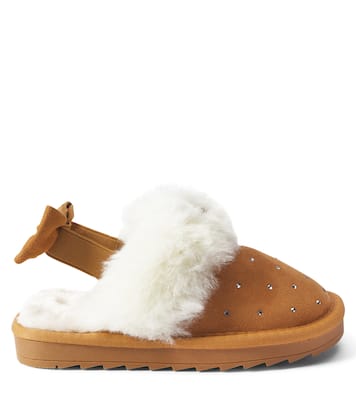 Mules con pelo sintético adornados | Monnalisa
