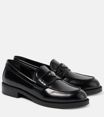 Mocassins en cuir à logo | Prada