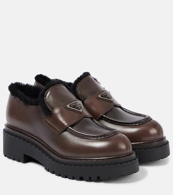 Loafers aus Leder mit Shearling | Prada