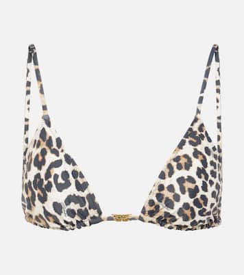 Leopard-print triangle bikini top | Ganni