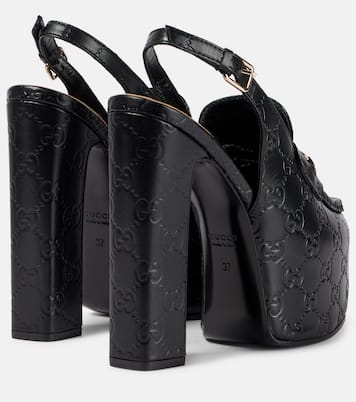Horsebit GG debossed leather loafer pumps | Gucci