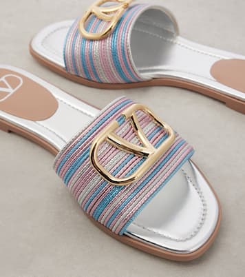 Mules VLogo en cuir métallisé | Valentino Garavani