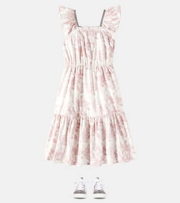 Abito in popeline di cotone con monili | Brunello Cucinelli Kids