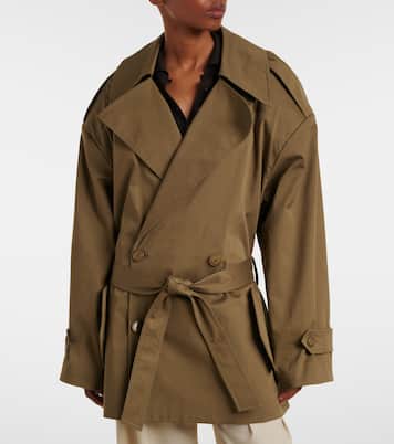 Zurich oversized cotton cropped trench coat | The Frankie Shop