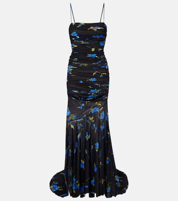 Abito lungo in jersey con stampa floreale | Blumarine