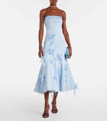 Floral-appliqué strapless gown | Rotate