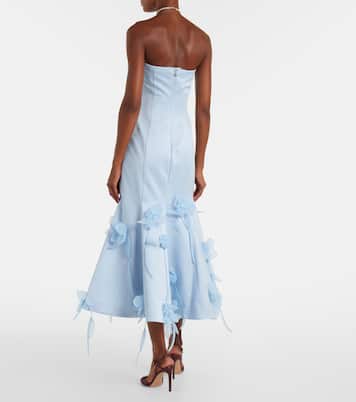 Floral-appliqué strapless gown | Rotate