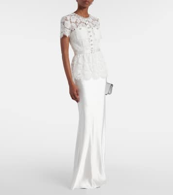 Bridal embellished lace satin gown | Self-Portrait