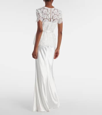 Bridal embellished lace satin gown | Self-Portrait