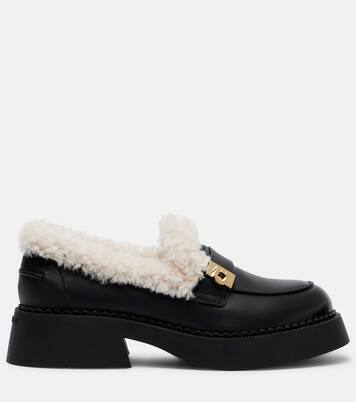 Caminia shearling-trimmed leather loafers | Ferragamo