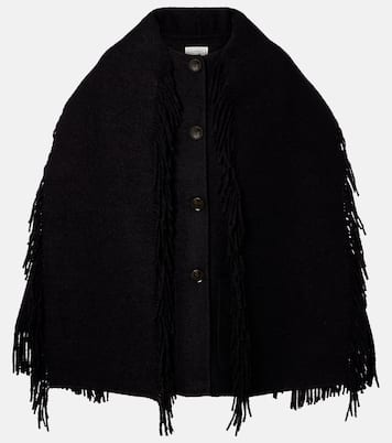 Fringed scarf-detail wool-blend jacket | Toteme