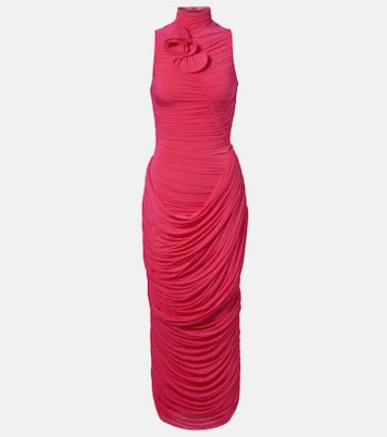 Draped floral-appliqué midi dress | Magda Butrym