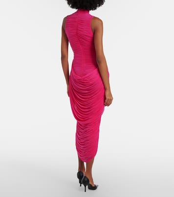 Draped floral-appliqué midi dress | Magda Butrym