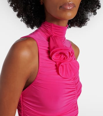 Draped floral-appliqué midi dress | Magda Butrym