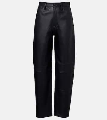 Neat leather straight pants | Frame