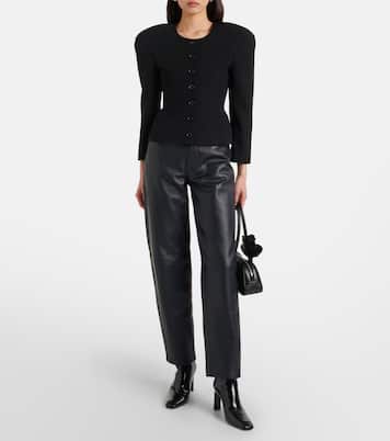 Neat leather straight pants | Frame