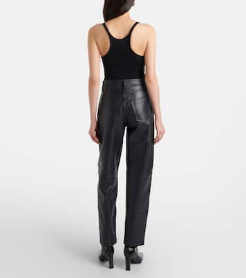 Neat leather straight pants | Frame