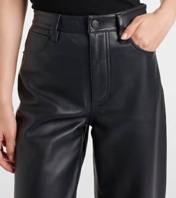 Neat leather straight pants | Frame