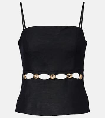 挖剪缀饰亚麻混纺吊带背心 | Simkhai